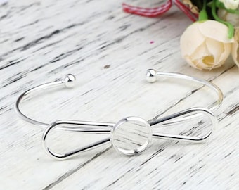 bracelet support cabochon 12 mm en métal argenté