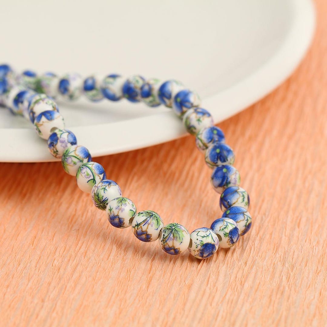 Lot De 10 Perles En Porcelaine Chinoise - Diamètre 9 Mm - Neuf - Pour Bijoux DIY