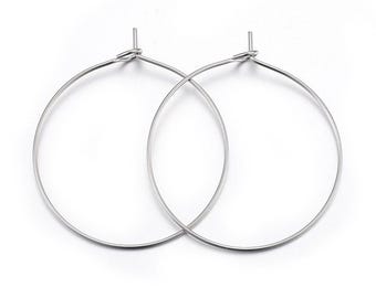 Puede incluir: Un par de pendientes de aro de plata con un diseño circular simple.