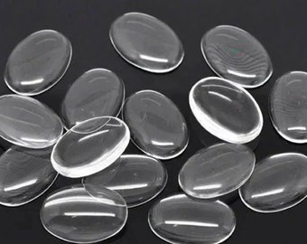 10 cabochons ovales transparents dimension 13x18 mm