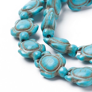 lot of 10 howlite turtle beads 18x15 mm