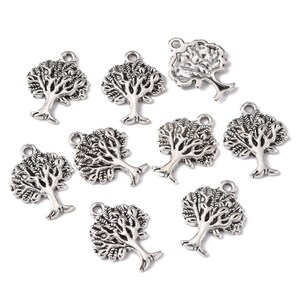 set of 5 tree of life charms 21x16 mm in Tibetan silver