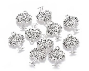 lot de 5 breloques arbre de vie 21x16 mm en argent tibétain