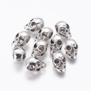 Set of 5 beads skull in Tibetan silver 14x9 mm