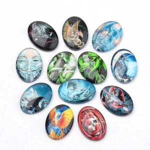 lot de 10 cabochons 25x18 mm " monde féerique "