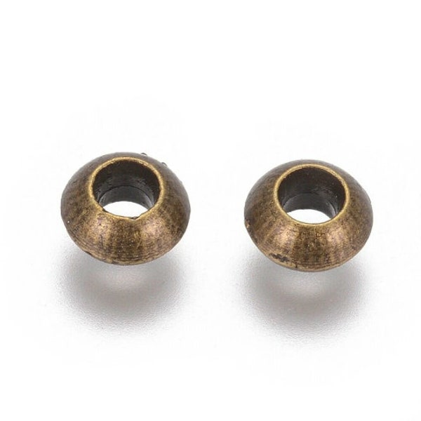 lot de 50 Perles intercalaires rondelles bronze 6 mm en laiton