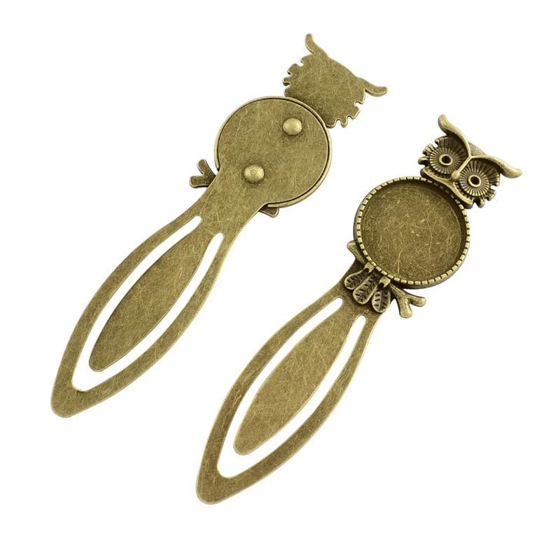 lot de 3 Marque-pages bronze hibou pour cabochon 20 mm