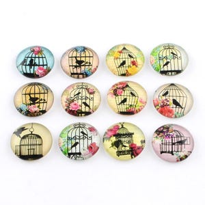lot de 10 cabochons 12 mm  oiseaux