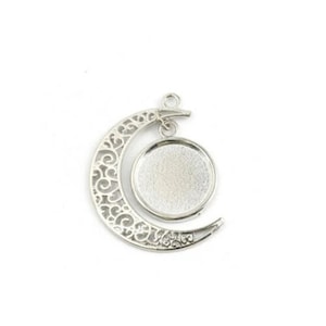 set of 5 Moon support pendants for 14 mm cabochon