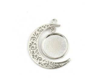 lot de 5 Pendentifs Support lune pour cabochon 18 mm