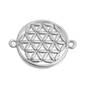 juego de 2 Colgantes Charms conectores 21x16 mm plata flor de la vida