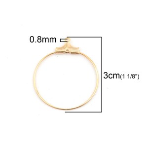 10 apprêts connecteur boucle d oreilles anneaux créoles plaqué or 30x26 mm image 3