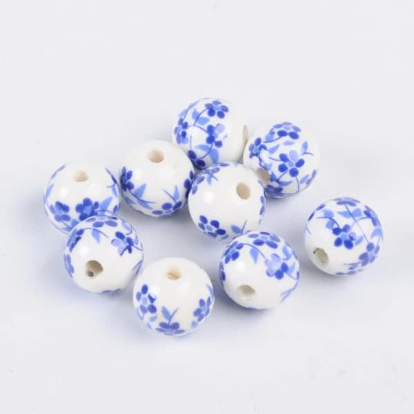 lot de 10 perles en porcelaine chinoise 12 mm