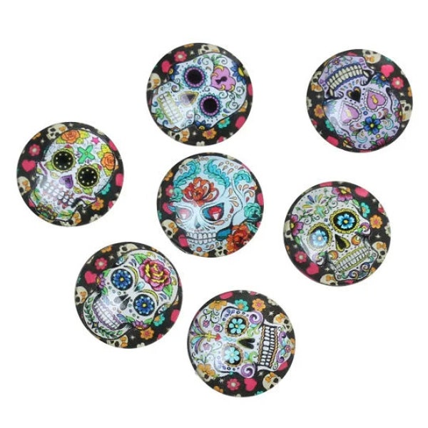 lot de 10 cabochons 20 mm  tête de mort