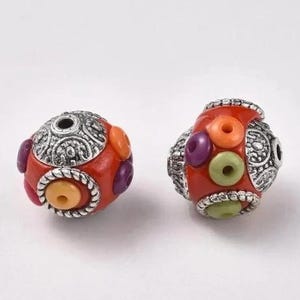 2 magníficas cuentas indonesias en aleación de plata antigua 15x15 mm