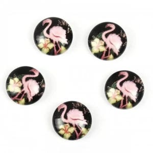 lot de 10 cabochons 12 mm flamingo