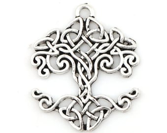 2 stunning Celtic knot pendants in Tibetan silver 32x27 mm tree of life