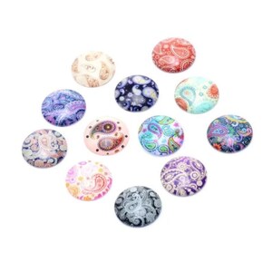 lot de 10 cabochons 12 mm  cachemire