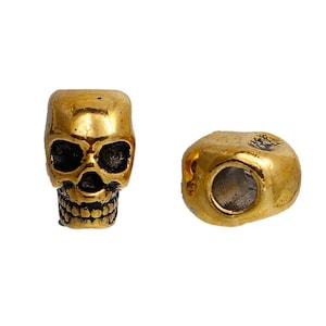 set of 5 skull beads in Tibetan silver 12x8 mm