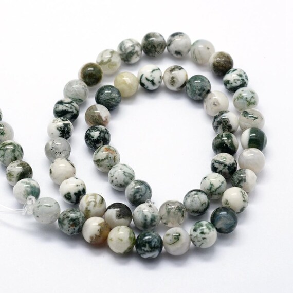 30 Perles En Agate D'arbre Naturelle - 4 Mm - Pour Création Bijoux DIY