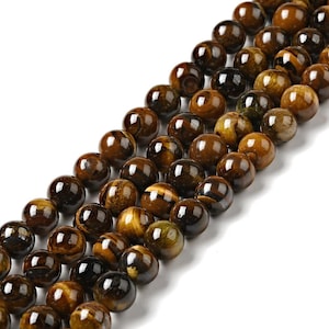 lot of 24 tiger eye beads 8 mm natural gem