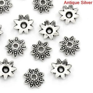 lote de 30 tazas de plata tibetanas vintage de 8x8 mm de plata