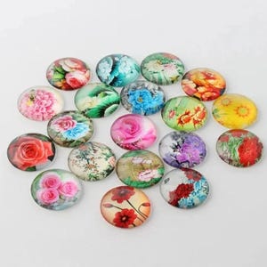 lot de 10 cabochons 14 mm  fleur