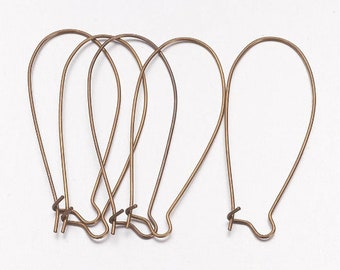 20 supports boucle d'oreille dormeuse bronze 24x11 mm en laiton