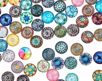 Set of 10 cabochons 12 mm mandala