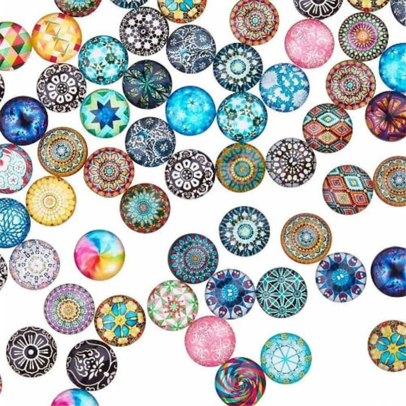 lot de 10 cabochons 20 mm mandala image 1