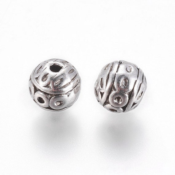 Perline Rondelle In Argento Tibetano Da 7 Mm Con Foro Grande - Confezione Da 10/20 Unit&agrave; - Italia