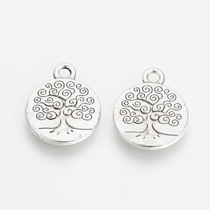 set of 5 tree of life charms 15 mm in Tibetan silver