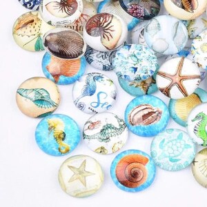 lot de 10 cabochons 12 mm thème marin