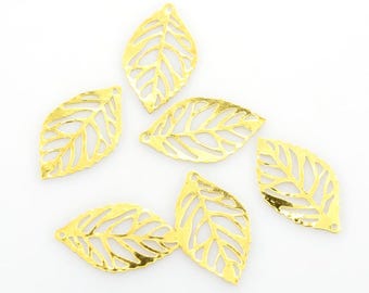set of 10 leaf charms 24x14 mm