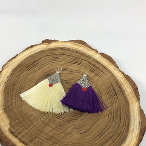 2 tassel pendants in Tibetan silver alloy 5 cm