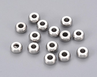 10 Perles Inox 8mm - Trou 3mm - Doré, Pour Création De Bijoux