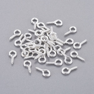 set di 50 viti ad occhiello in argento 8x4 mm