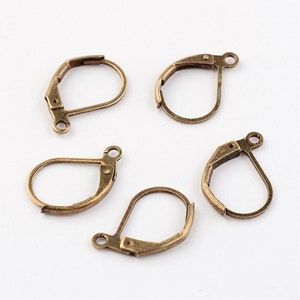 20 supports NICKEL FREE earring hook brass clip/bronze sleeper image 1