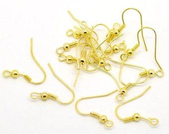 20 supports boucle d'oreille crochet en plaqué or 14 k