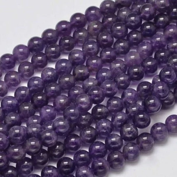 24 perles 8 mm en améthyste gemme naturel
