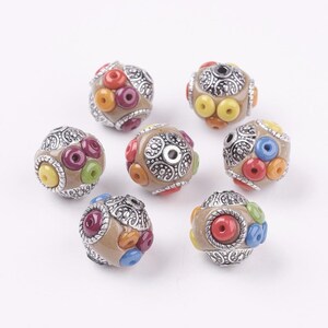 2 superb Indonesian beads in antique silver alloy 15x15 mm