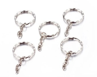 5 ring key rings with small chain