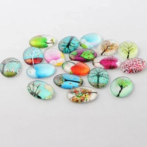 lot de 10 cabochons 25x18 mm " arbre de vie "