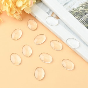 5 cabochons ovales transparents dimension 30x20 mm