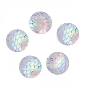 lot de 10 cabochons 12 mm " écailles dragon/sirene "