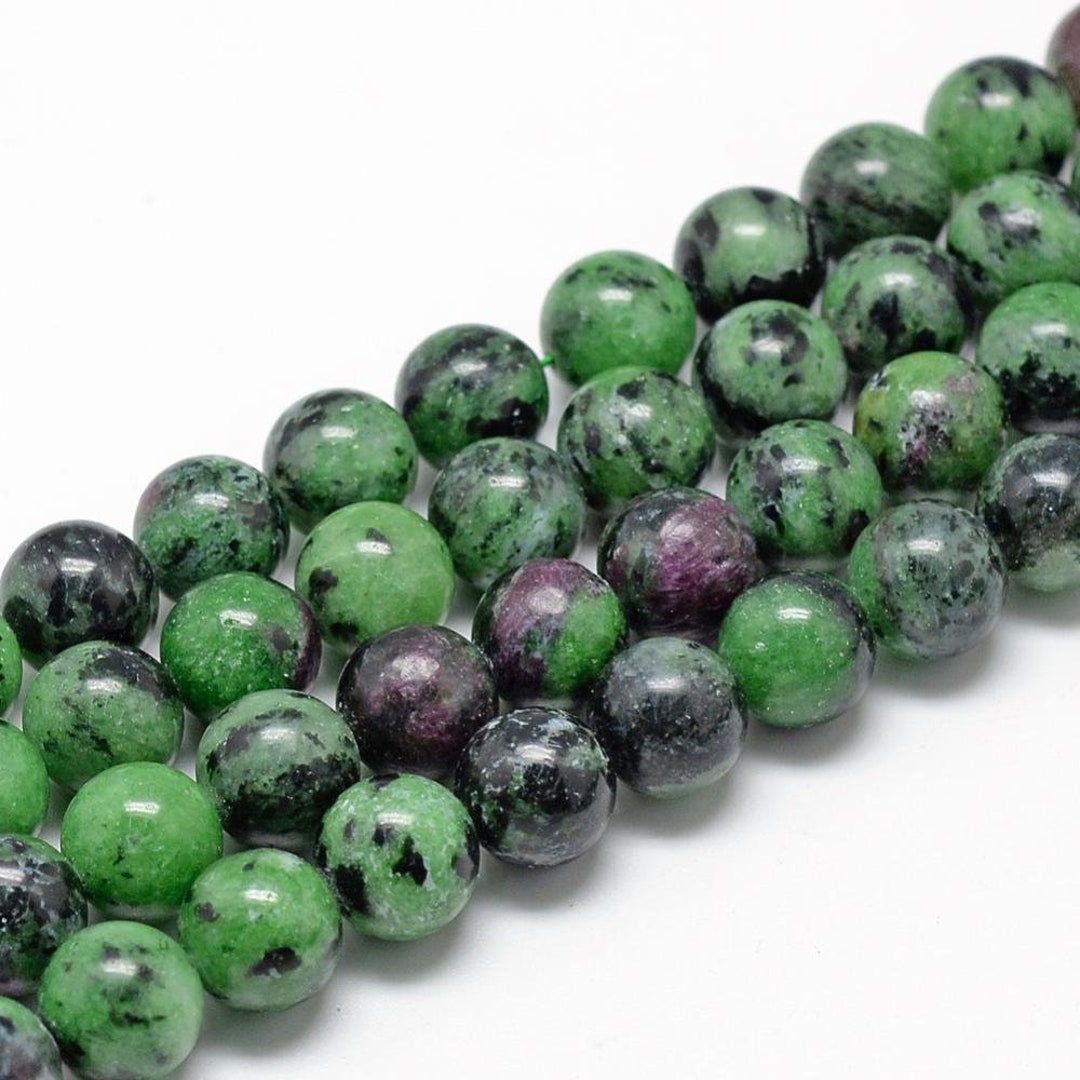 30 Perles 6 Mm En Rubis Zoïsite Naturelle - Gemme Brute Pour Création Bijoux - Neuf