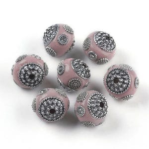 2 superb Indonesian beads in antique silver alloy 16 mm