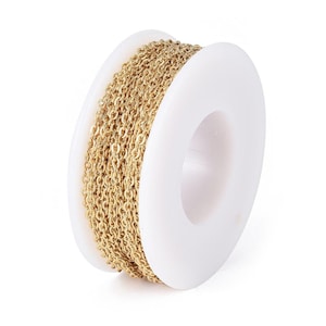 1 meter 2.5x2 mm cable mesh chain in gold stainless steel