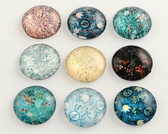 lot de 10 cabochons 20 mm  fleuri