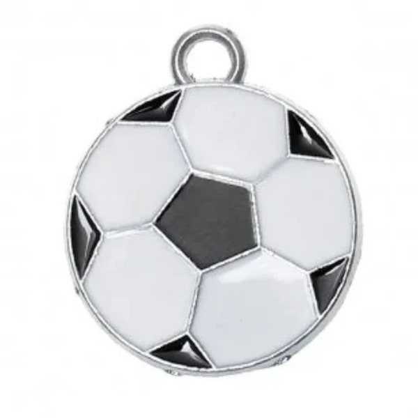 lot de 2 pendentifs breloques ballon de foot 24x19 mm émaillé